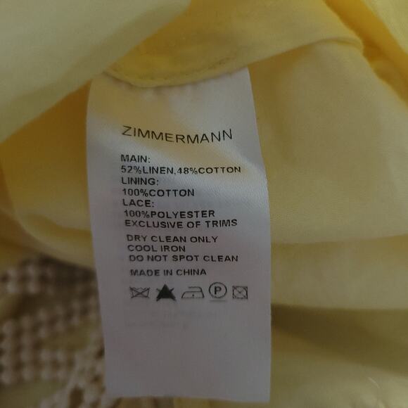 Zimmermann Melody Off Shoulder Mini Dress Yellow Floral (1) Size 6 Flirty Linen - Picture 7 of 13